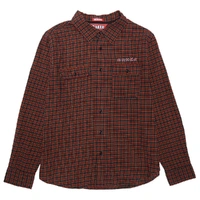 Baker Flames Plaid Flannel Button Up Shirt