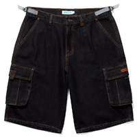 Ichpig Denim Black Overdye Cargo Shorts