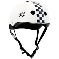 S1 S-One Mega Lifer Certified White Gloss Black Checkers Helmet