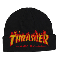 Thrasher Flame Fold Black Beanie